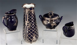 COBALT PORCELAIN SILVER OVERLAY ITEMS - LENOX & MORE
