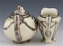 PORCELAIN SILVER OVERLAY TEA SERVICE ITEMS LENOX & MORE