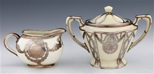 PORCELAIN SILVER OVERLAY TEA SERVICE ITEMS LENOX & MORE