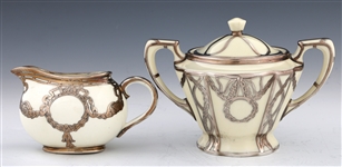 PORCELAIN SILVER OVERLAY TEA SERVICE ITEMS LENOX & MORE