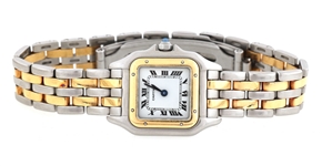 LADIES CARTIER PANTHERE GOLD & STEEL WRIST WATCH