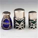 ART NOUVEAU GLASS STERLING OVERLAY BOTTLES & VASE