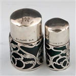 ART NOUVEAU GLASS STERLING OVERLAY BOTTLES & VASE