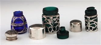 ART NOUVEAU GLASS STERLING OVERLAY BOTTLES & VASE