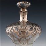 GORHAM STERLING SILVER OVERLAY GLASS LIDDED DECANTER
