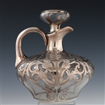 GORHAM STERLING SILVER OVERLAY GLASS LIDDED DECANTER