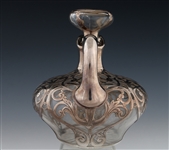 GORHAM STERLING SILVER OVERLAY GLASS LIDDED DECANTER