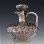 GORHAM STERLING SILVER OVERLAY GLASS LIDDED DECANTER