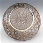 GORHAM STERLING SILVER OVERLAY GLASS LIDDED DECANTER