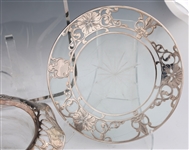GLASS & STERLING SILVER OVERLAY TRIVET & PLATE 