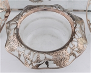 GLASS & STERLING SILVER OVERLAY TRIVET & PLATE 