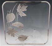 GLASS & STERLING SILVER OVERLAY TRIVET & PLATE 
