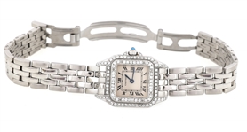 LADIES CARTIER PANTHERE STEEL & DIAMOND WRIST WATCH