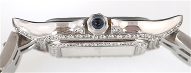 LADIES CARTIER PANTHERE STEEL & DIAMOND WRIST WATCH