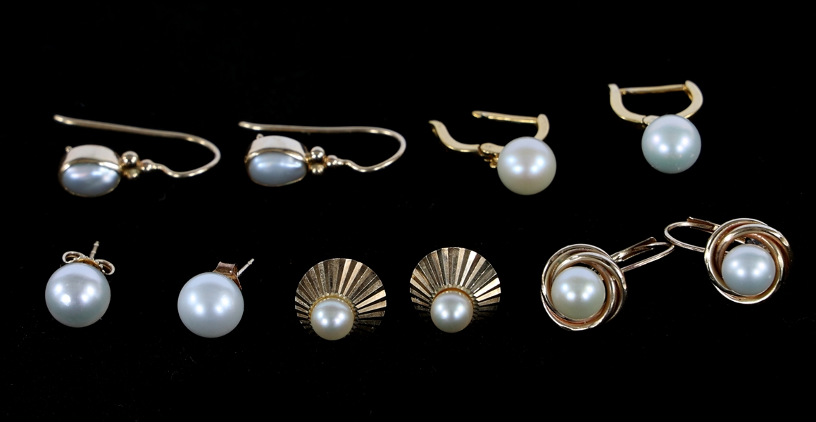 14K YELLOW GOLD PEARL EARRINGS 