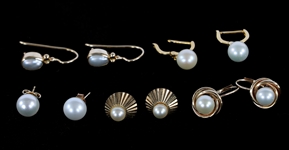 14K YELLOW GOLD PEARL EARRINGS 