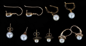 14K YELLOW GOLD PEARL EARRINGS 