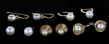 14K YELLOW GOLD PEARL EARRINGS 