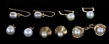 14K YELLOW GOLD PEARL EARRINGS 