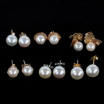 14K YELLOW & WHITE GOLD PEARL FASHION EARRINGS