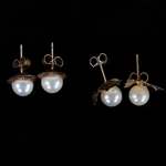 14K YELLOW & WHITE GOLD PEARL FASHION EARRINGS