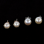 14K YELLOW & WHITE GOLD PEARL FASHION EARRINGS
