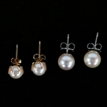 14K YELLOW & WHITE GOLD PEARL FASHION EARRINGS