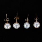 14K YELLOW & WHITE GOLD PEARL FASHION EARRINGS