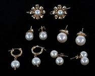 14K YELLOW GOLD PEARL FASHION EARRINGS