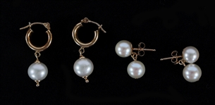 14K YELLOW GOLD PEARL FASHION EARRINGS