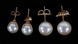 14K YELLOW GOLD PEARL FASHION EARRINGS