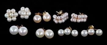 14K YELLOW GOLD PEARL FASHION EARRINGS
