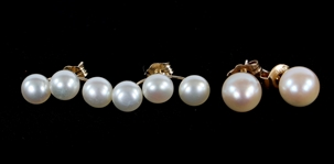 14K YELLOW GOLD PEARL FASHION EARRINGS
