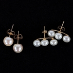14K YELLOW GOLD PEARL FASHION EARRINGS