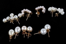 14K YELLOW GOLD PEARL FASHION EARRINGS