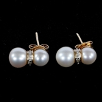 14K YELLOW GOLD PEARL & DIAMOND FASHION EARRINGS