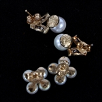14K YELLOW GOLD PEARL & DIAMOND FASHION EARRINGS