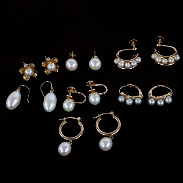 10K YELLOW GOLD PEARL FASHION EARRINGS