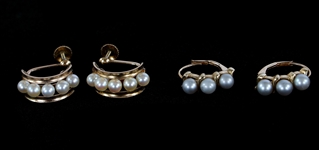 10K YELLOW GOLD PEARL FASHION EARRINGS