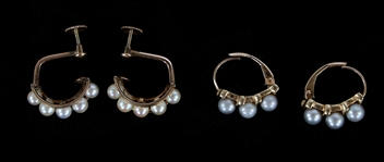 10K YELLOW GOLD PEARL FASHION EARRINGS