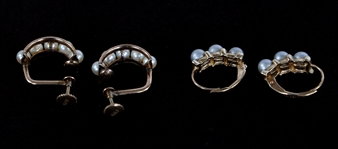 10K YELLOW GOLD PEARL FASHION EARRINGS