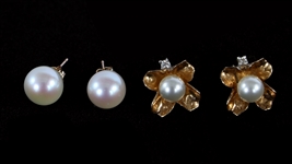 10K YELLOW GOLD PEARL FASHION EARRINGS