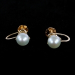 10K YELLOW GOLD PEARL FASHION EARRINGS
