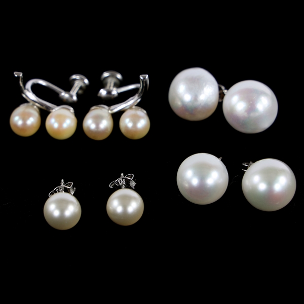 STERLING SILVER PEARL FASHION EARRINGS