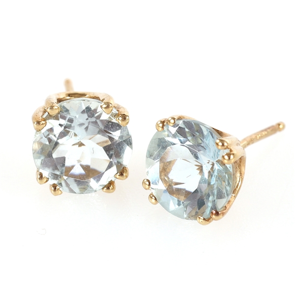 14K YELLOW GOLD AQUAMARINE EARRINGS