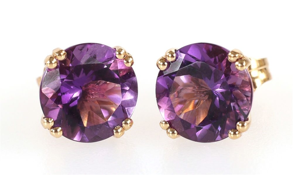 14K YELLOW GOLD AMETHYST EARRINGS
