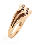14K YELLOW GOLD WAVY DESIGN DIAMOND BAND