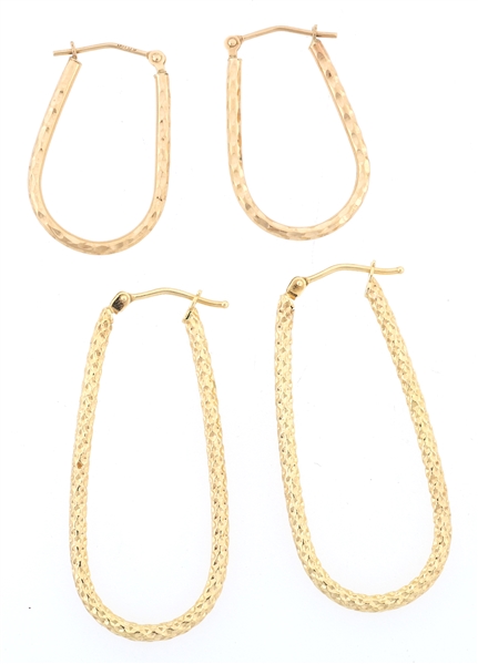 14K YELLOW GOLD OVAL HOOP EARRINGS 