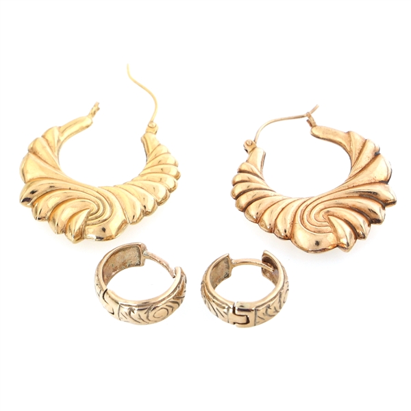 14K YELLOW GOLD HOOP EARRINGS 