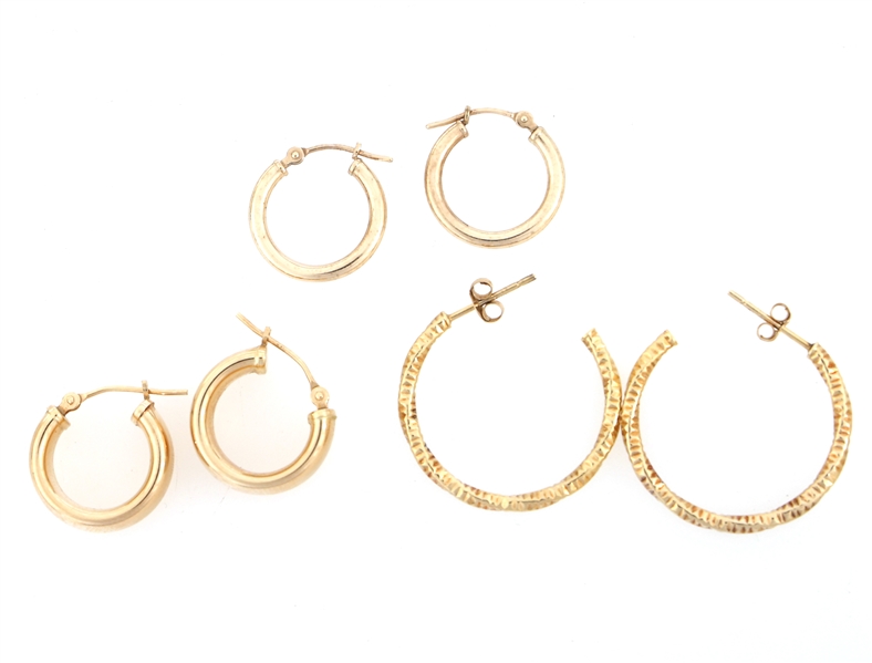 14K YELLOW GOLD HOOP EARRINGS 
